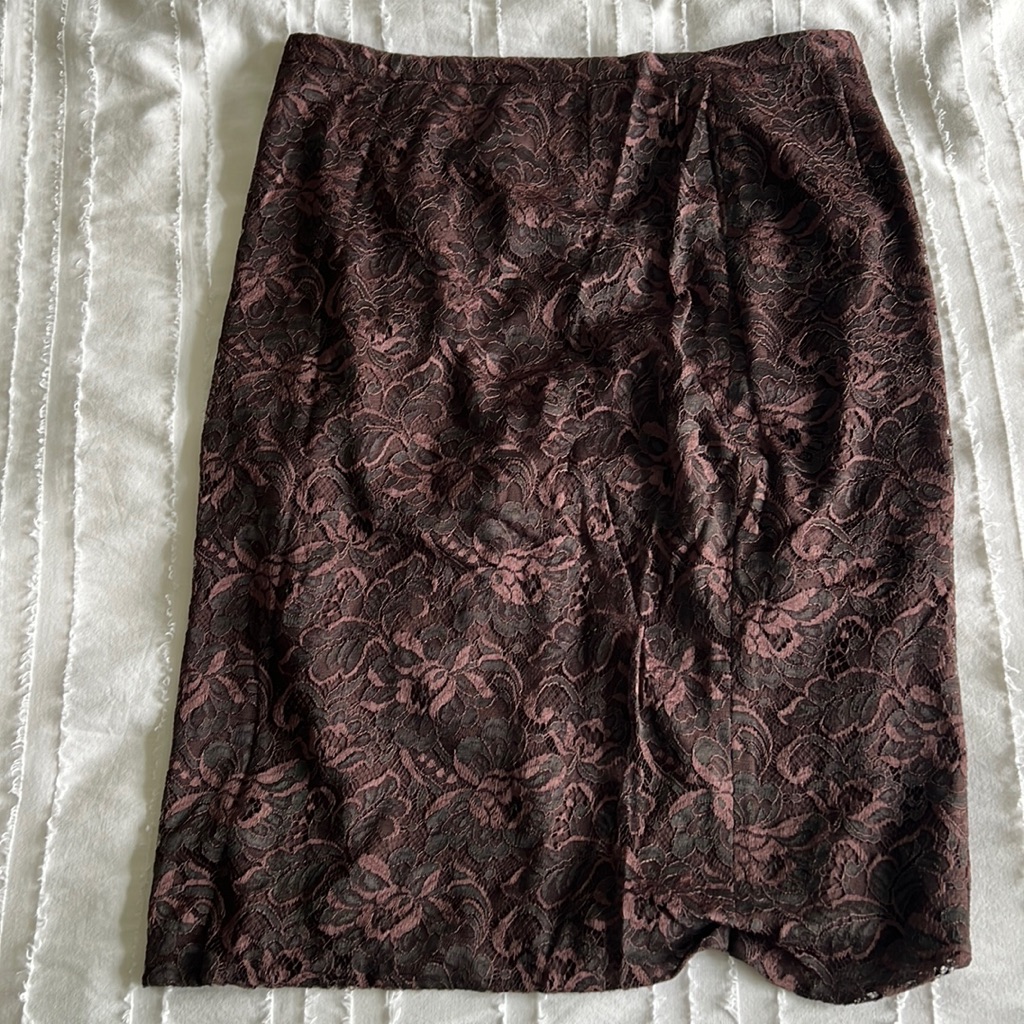Dolce & Gabbana Brown Lace Floral Skirt